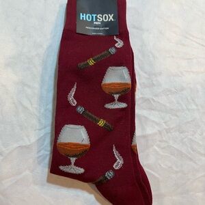 Hot Sox Men's Red Socks with Cigar and Glass Design